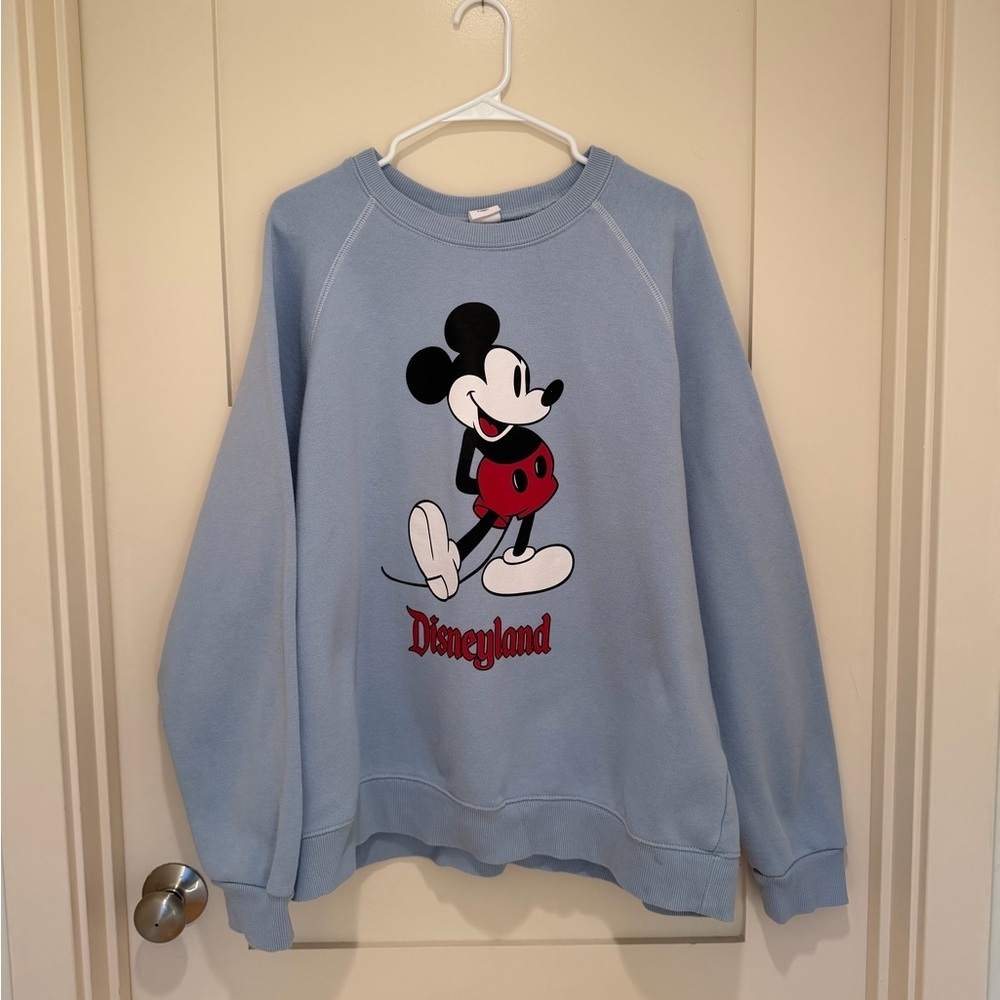 Disneyland Mickey Mouse Sweatshirt XL Blue Crewneck Graphic Pullover - Picture 2 of 4